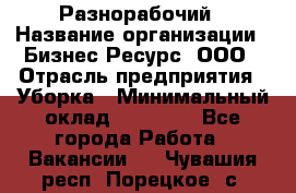 Разнорабочий › Название организации ­ Бизнес Ресурс, ООО › Отрасль предприятия ­ Уборка › Минимальный оклад ­ 22 000 - Все города Работа » Вакансии   . Чувашия респ.,Порецкое. с.